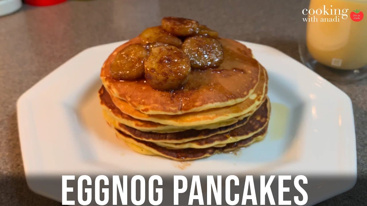 Thumbnail for Eggnog Pancakes with Caramelized Bananas