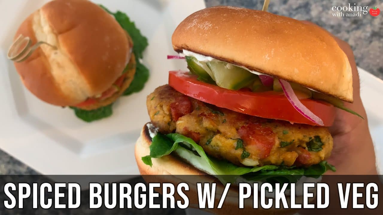 Thumbnail for Indian Chicken Keema Burger with Pickled Veggies