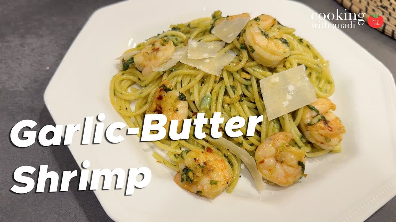 Thumbnail for Creamy Spinach Pesto Pasta with Shrimp