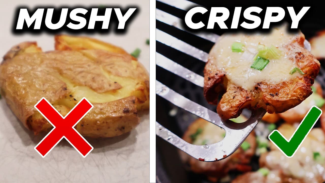 Thumbnail for Cheesy and Crispy Air Fryer Smashed Potatoes