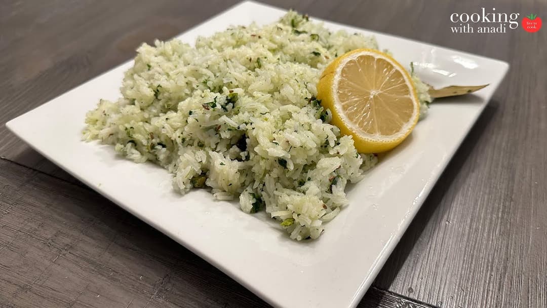 Flavorful Indian Cilantro Lemon Rice Recipe | Cooking With Anadi