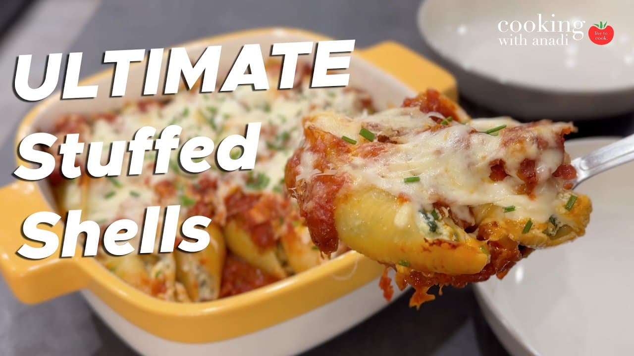 Thumbnail for Cheesy Stuffed Shells with Amatriciana sauce