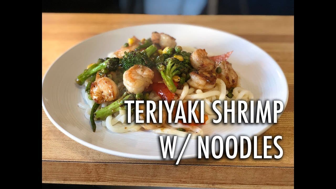 Thumbnail for Teriyaki Shrimp Stir Fry with Veggies and Udon Noodles