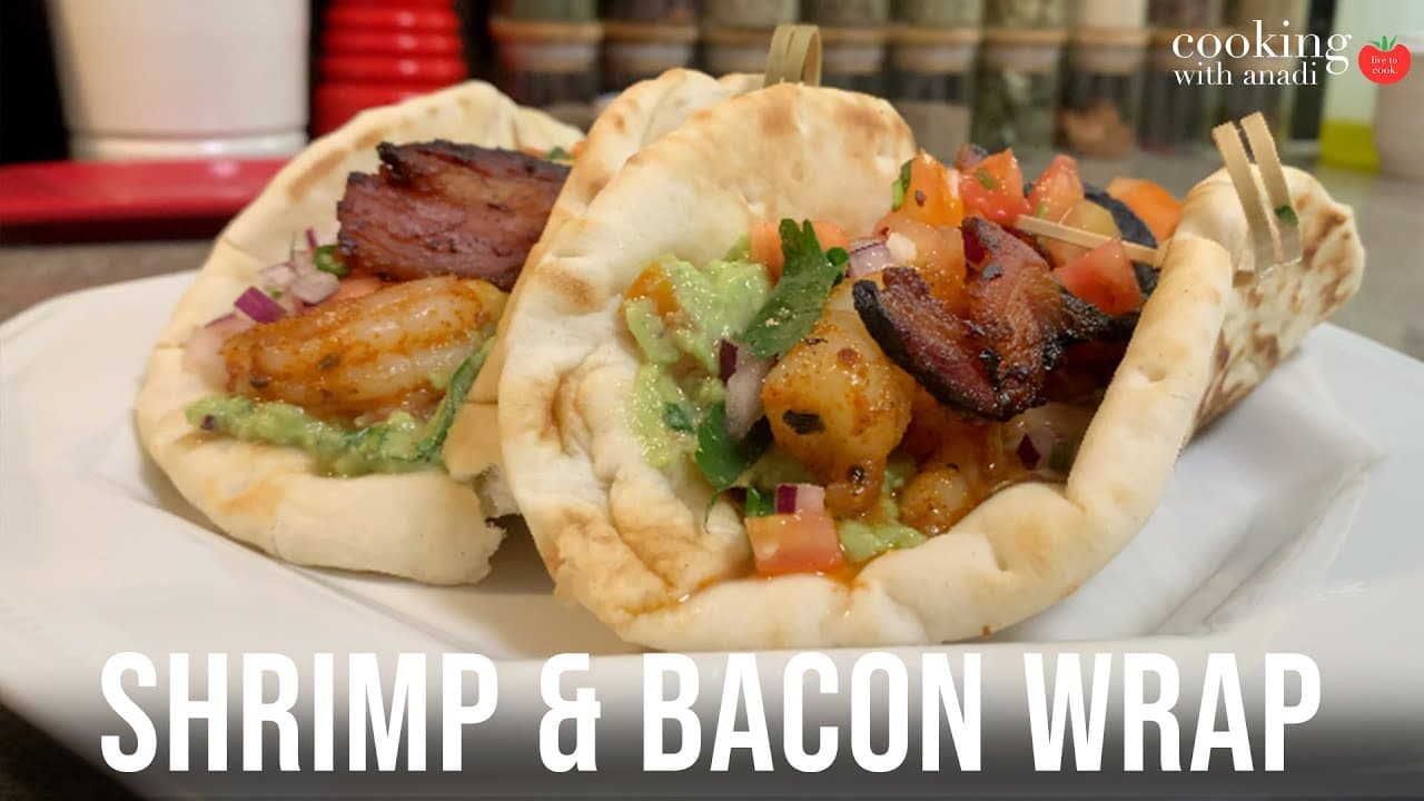 Thumbnail for Spicy Mexican Shrimp Wrap with Guacamole and Bacon