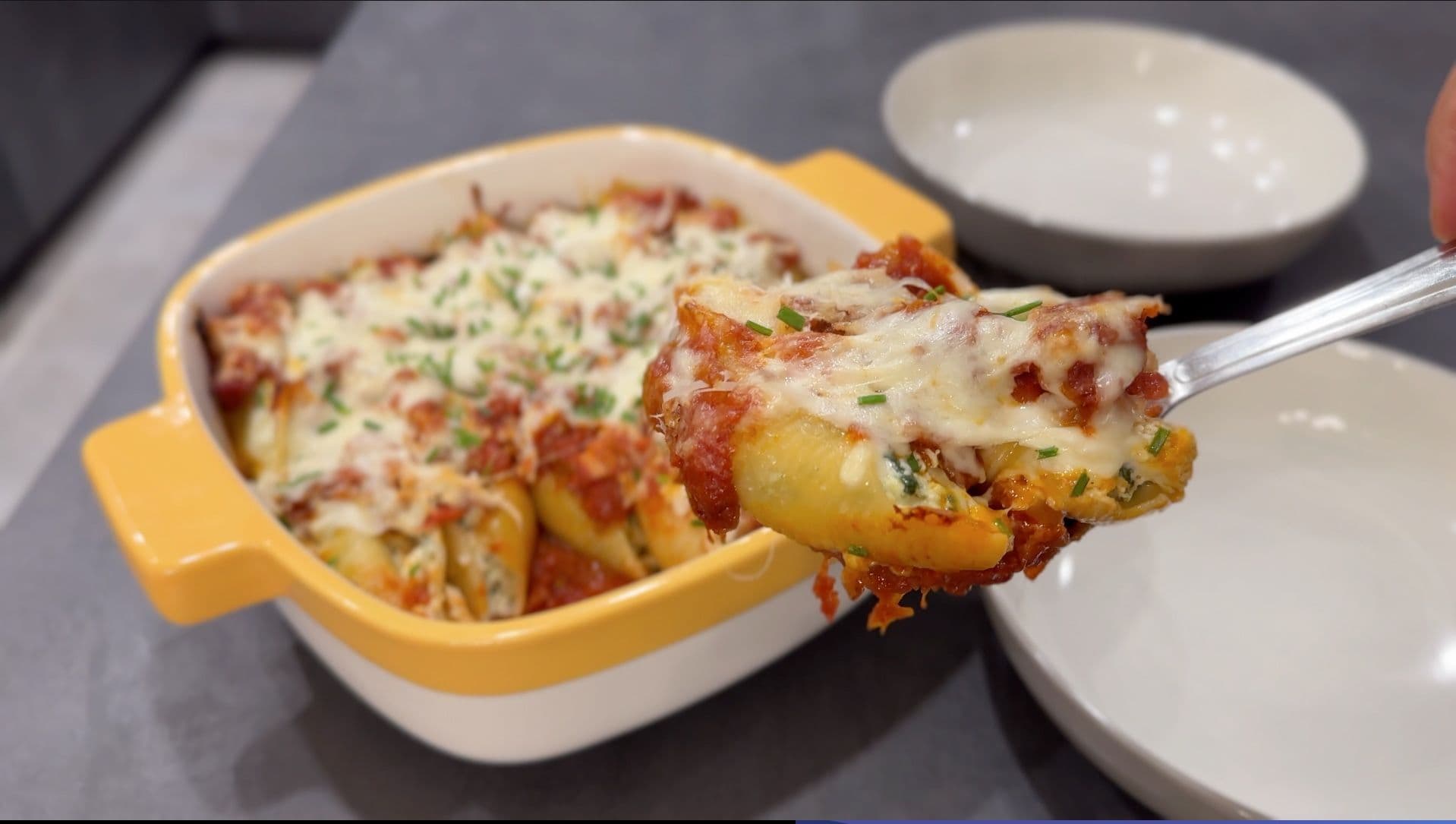 Cheesy Stuffed Shells with Amatriciana Sauce