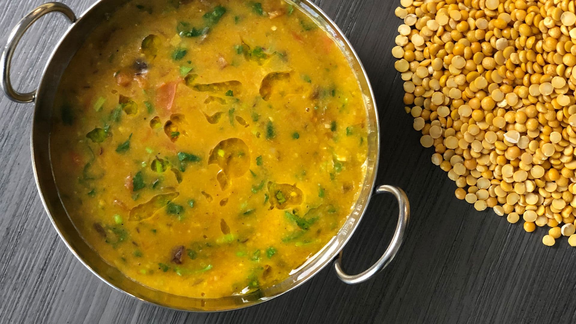 bowl of chana dal showing the tadka technique