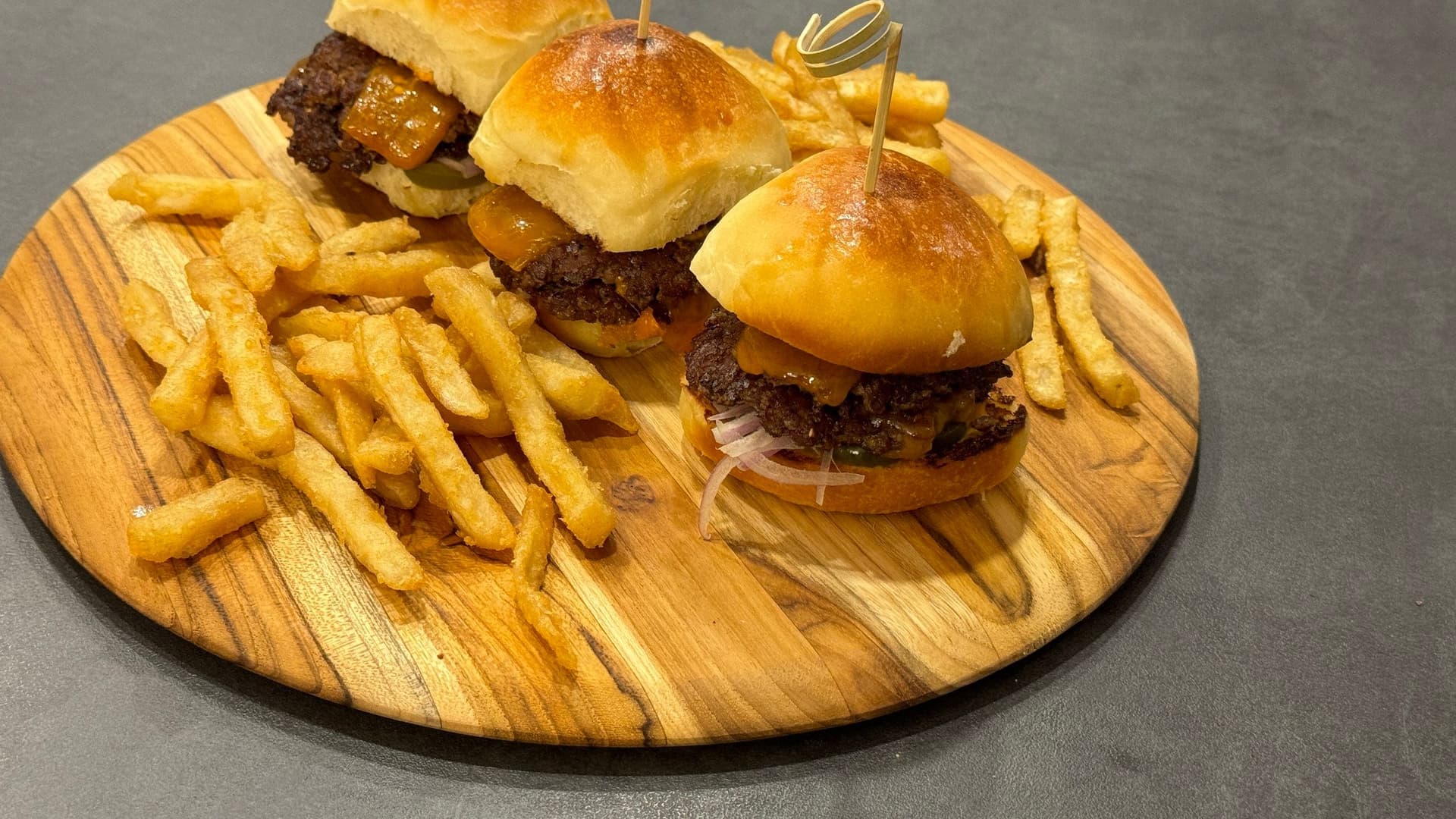 Leftover Thanksgiving Dinner Roll Smash Burger Sliders