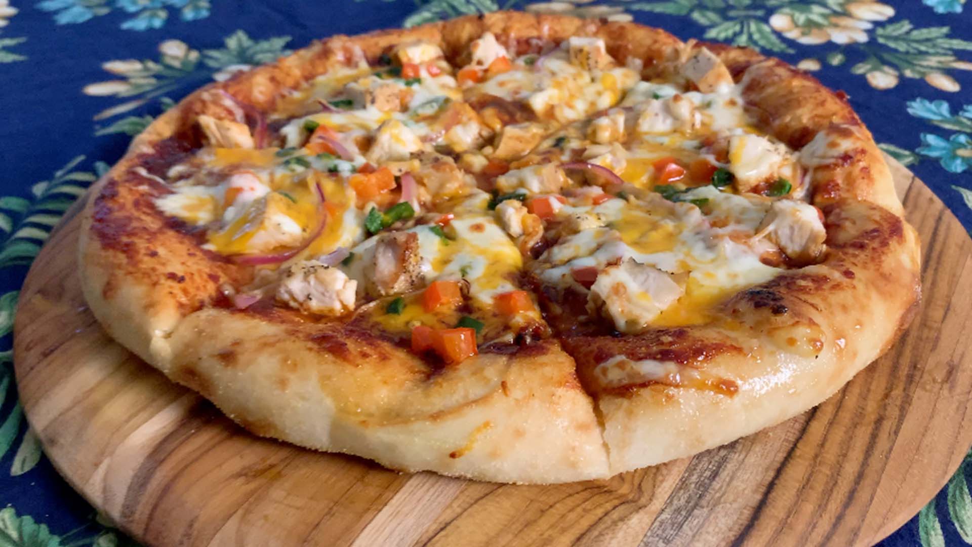 Easy BBQ Chicken Naan Flatbread Pizza Recipe