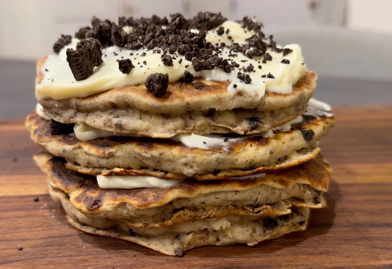 Gluten-Free Double Stuff Oreo Cheesecake Pancakes