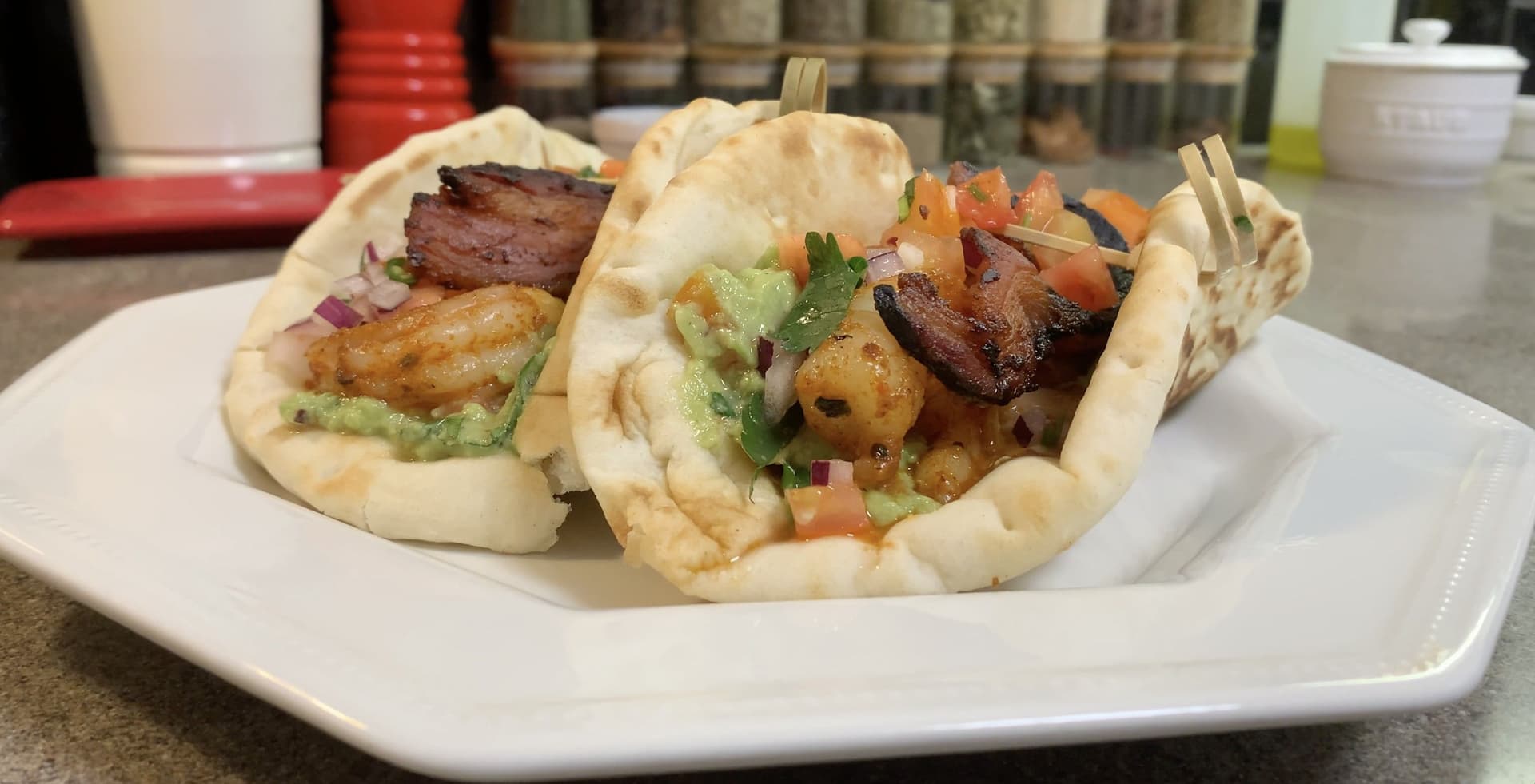 Spicy Mexican Shrimp Wraps with Bacon and Guacamole